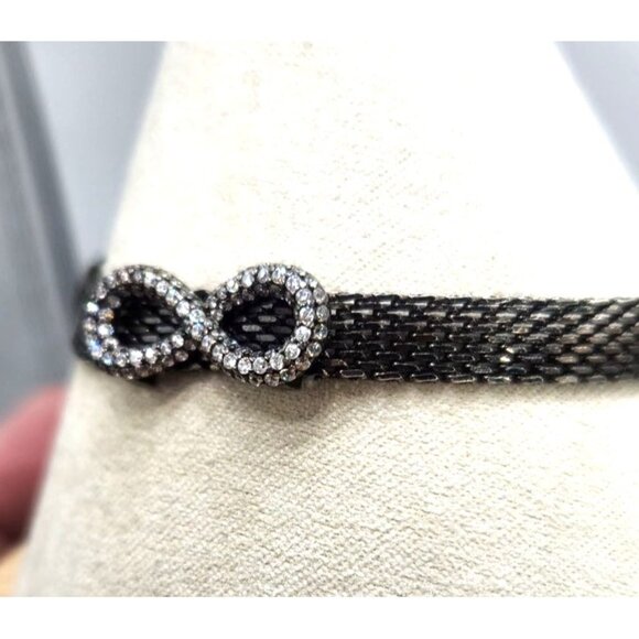 Metal Mesh Adjustable Bracelet With Rhinestone Infinity Accent - Picture 4 of 4